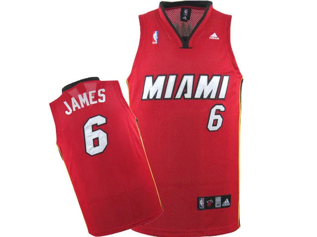 Basketball Jersey With Sporty Vibes-Heat 6 LeBron James Red Swingman Basketball Jersey