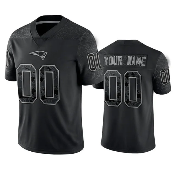 Youth Football Jersey-Custom NE.Patriots Active Player Black Reflective Limited Stitched Football Jersey American Jerseys