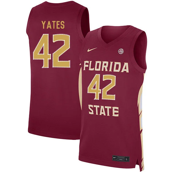 Embroidered Basketball Jersey-Florida State Seminoles 42 Cleveland Yates Red Basketball College Basketball Jersey