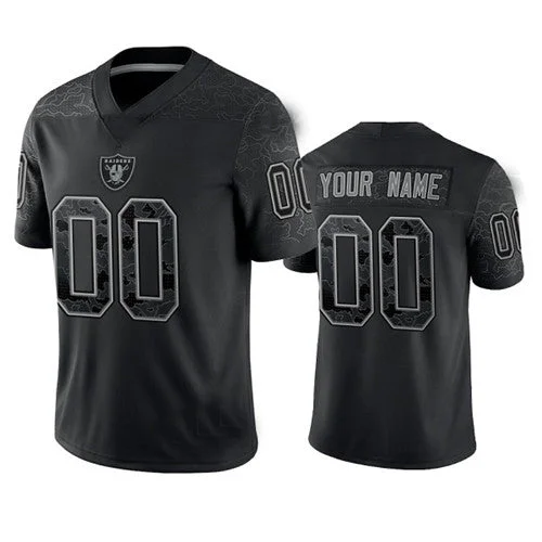 Replica Football Jersey-Custom LV.Raiders Active Player Black Reflective Limited Stitched Football Jersey American Jerseys