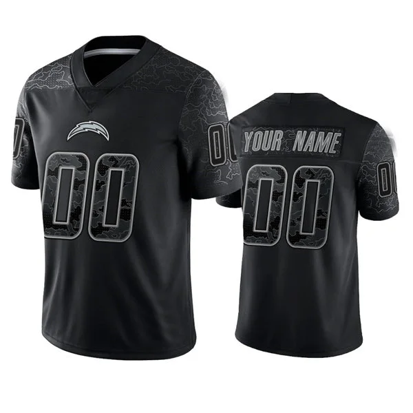 Authentic Football Jersey-Custom LA.Chargers Active Player Black Reflective Limited Stitched Football Jersey  American Jerseys