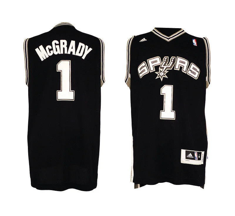 Basketball Jersey With Unbeatable Quality-Spurs 1 McGrady Black Hardwood Classics Basketball Jerseys