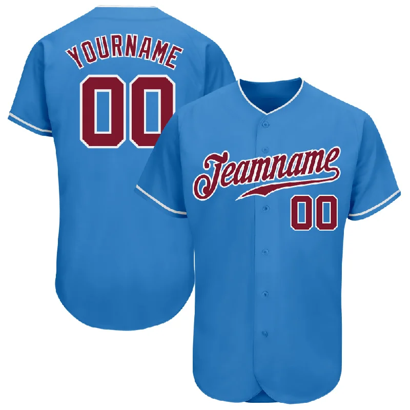 Baseball Jersey With Tie-Dye-Custom Powder Blue Crimson-White Authentic Baseball Jersey