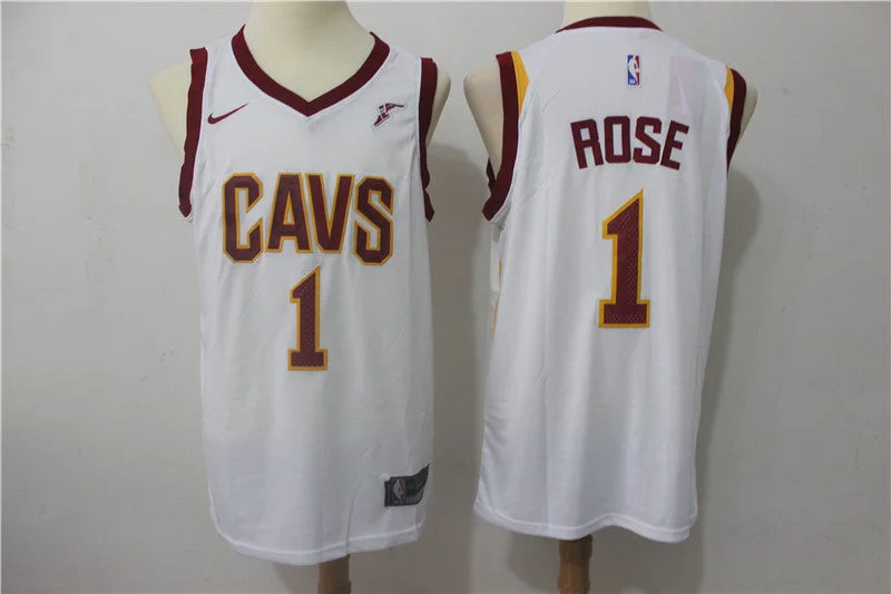 Basketball Jersey With Number-Cavaliers 1 Derrick Rose White Swingman Basketball Jersey