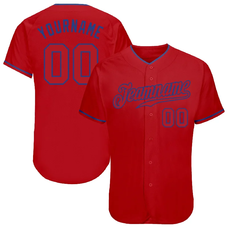 Baseball Jersey With Holographic Elements-Custom Red Red-Royal Authentic Baseball Jersey