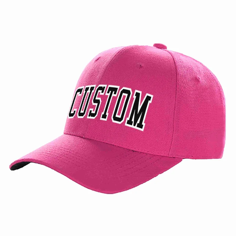 Punk Baseball Cap-Custom Rose Red Black-White Curved Eaves Sport Baseball Cap Design for Men/Women/Youth