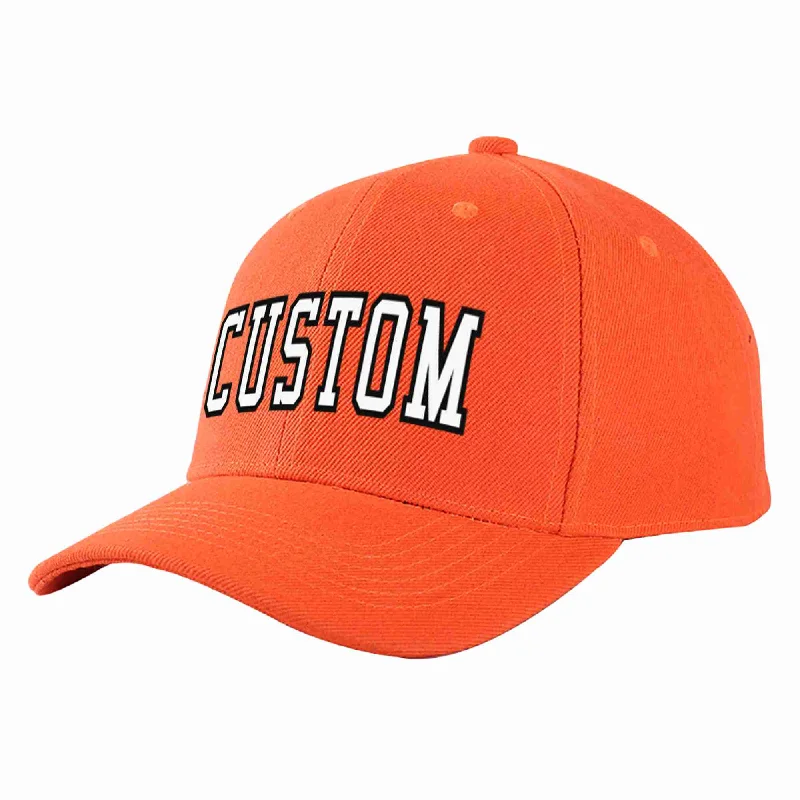 Premium Baseball Cap-Custom Tangerine White-Black Curved Eaves Sport Baseball Cap Design for Men/Women/Youth