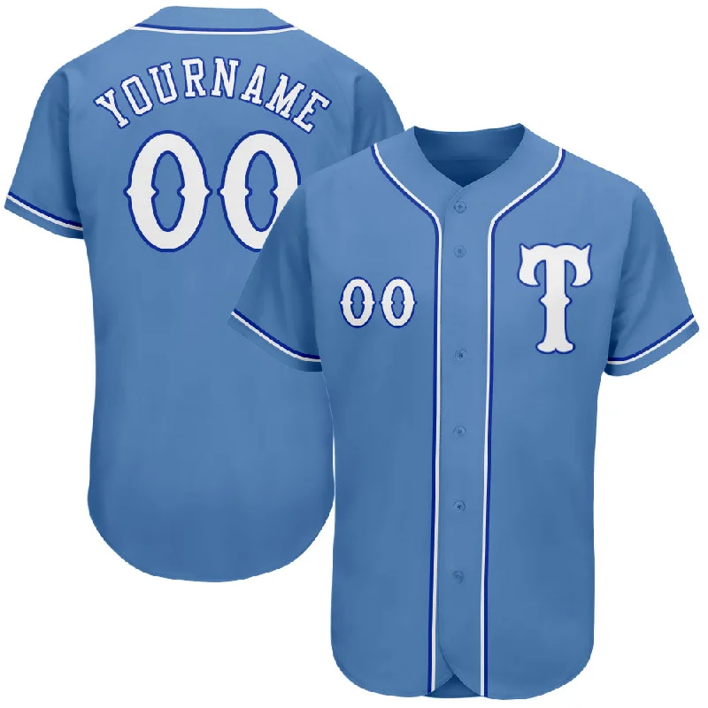 Baseball Jersey With Worn-In Feel-Custom Light Blue White-Royal Authentic Baseball Jersey