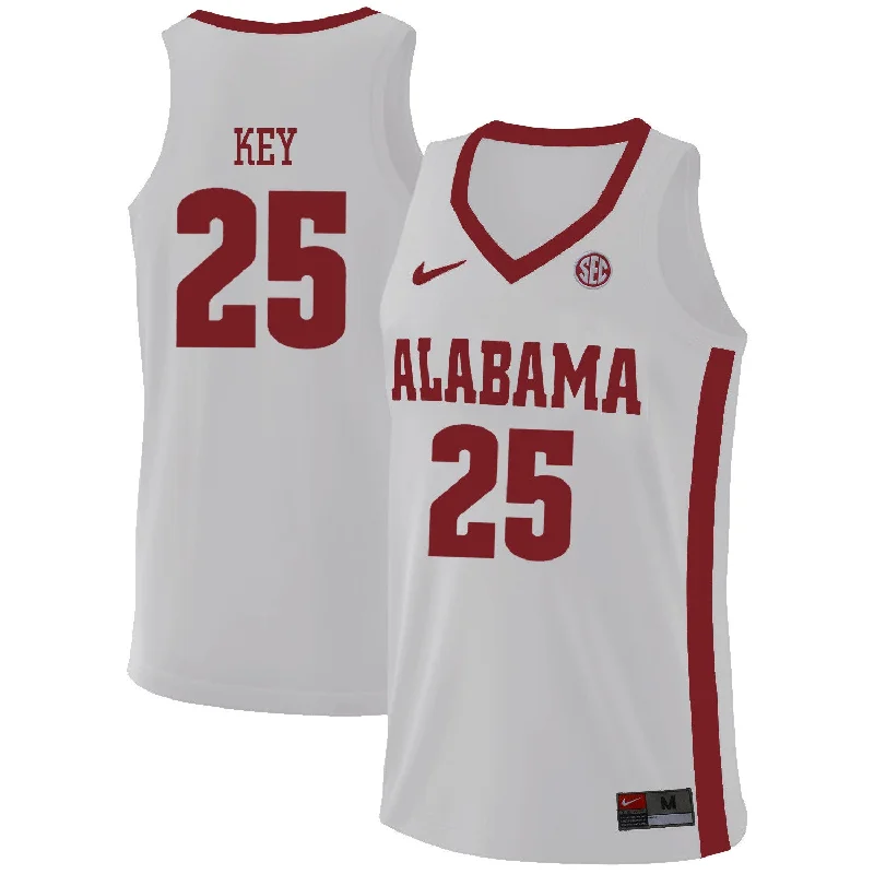 Unisex Basketball Jersey-Alabama Crimson Tide 25 Braxton Key White College Basketball Basketball Jersey