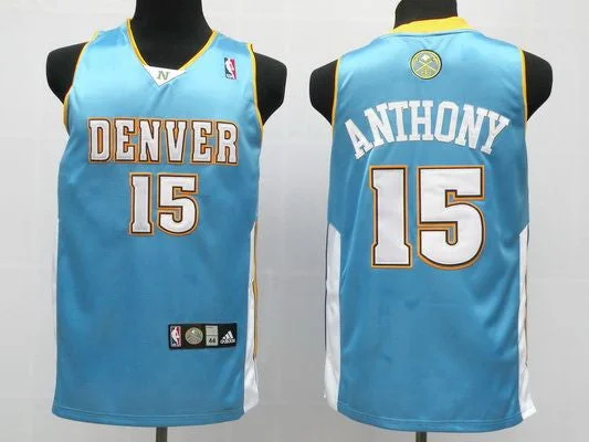 Basketball Jersey For Referees-Nuggets 15 Carmelo Anthony Light Blue Basketball Jerseys