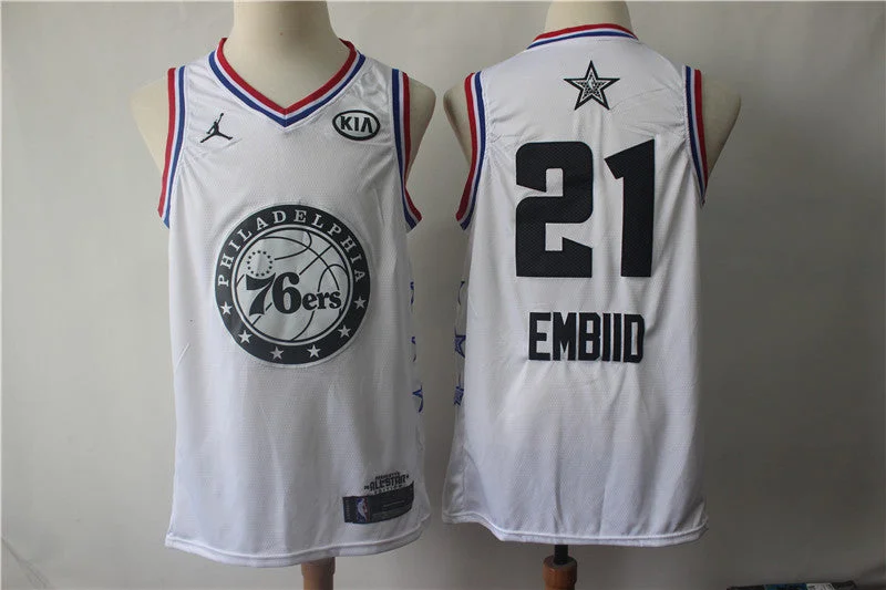 Basketball Jersey With Trendy Style-76ers 21 Joel Embiid White 2019 All-Star Game Jordan Brand Swingman Basketball Jersey