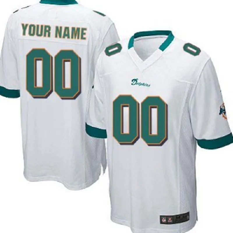 Football Jersey For Referees-Custom M.Dolphins White Game Jersey American Stitched Football Jerseys