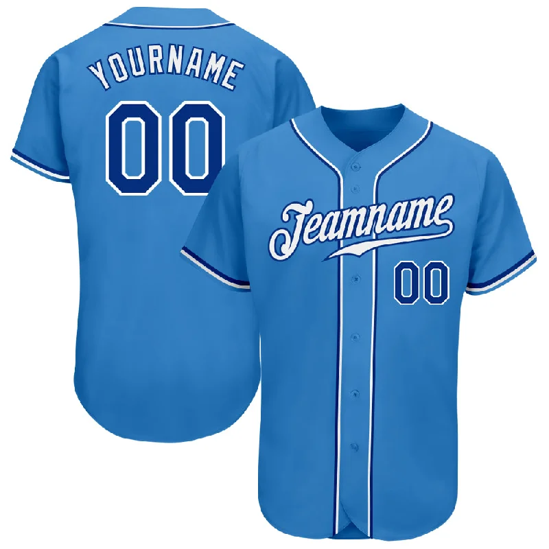 Mesh Baseball Jersey-Custom Powder Blue Royal-White Authentic Baseball Jersey