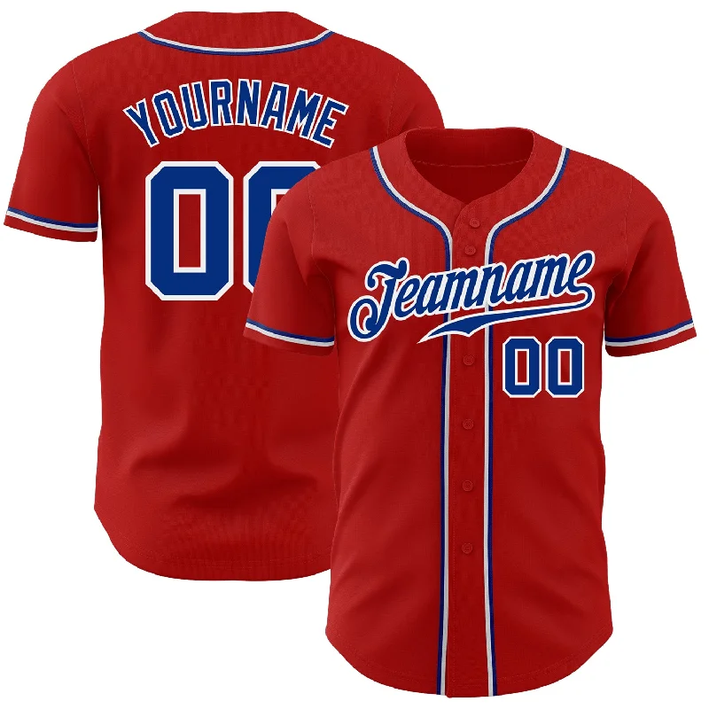 Baseball Jersey With Neon Print-Custom Red Royal-White Authentic Baseball Jersey