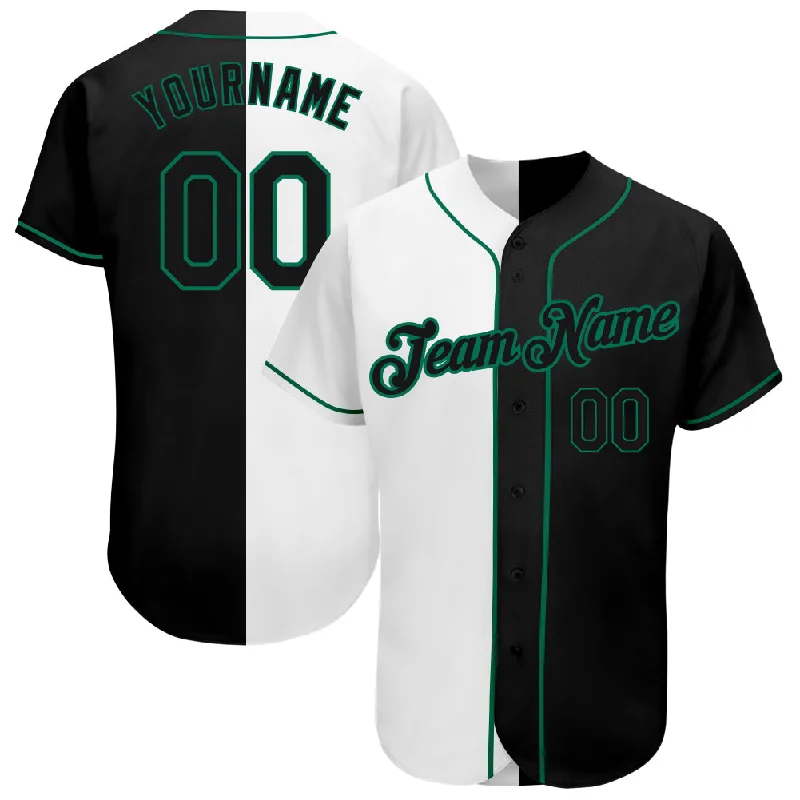 Baseball Jersey With Organic Cotton-Custom White-Black Kelly Green Authentic Split Fashion Baseball Jersey