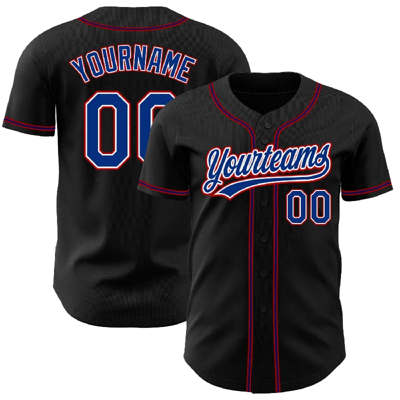 Baseball Jersey For Fundraisers-Custom Black Royal-Red Authentic Baseball Jersey