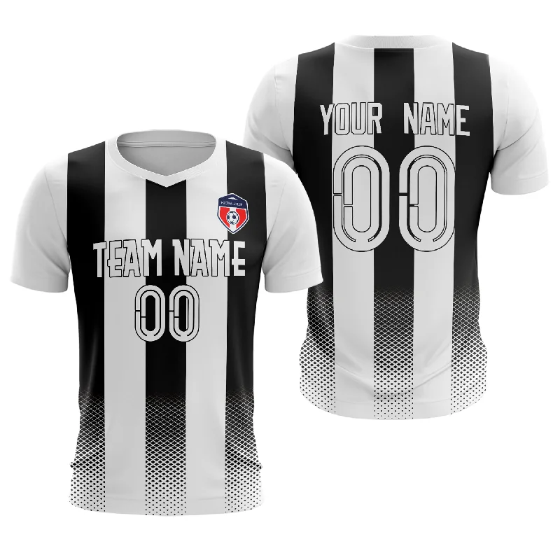 Football Jersey With Recycled Fabric-Custom White Black Sport Soccer Tops Jersey