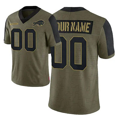 Football Jersey With Boxy Shape-Custom B.Bills Olive 2022 Salute To Service Limited Football Jerseys