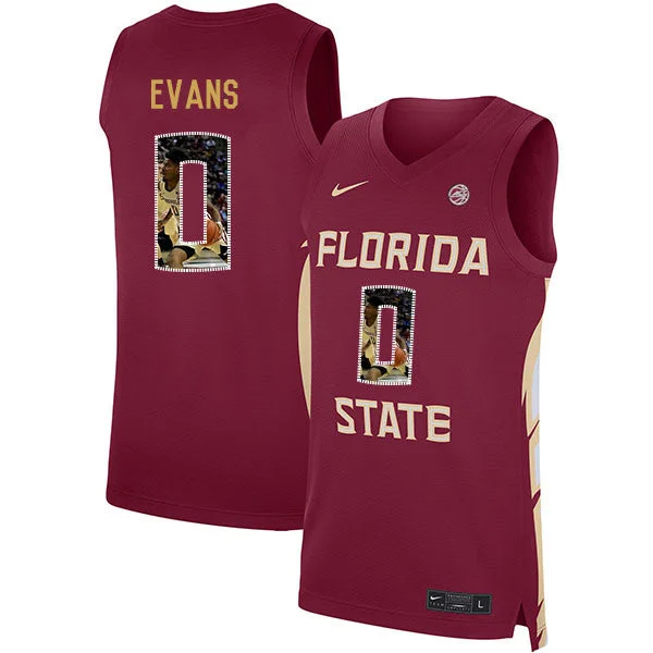 Basketball Jersey For High School-Florida State Seminoles 0 Rayquan Evans Red Basketball College Fashion Basketball Jersey