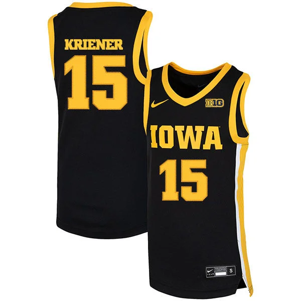 Basketball Jersey With Stripes-Iowa Hawkeyes 15 Ryan Kriener Black Basketball College Basketball Jersey