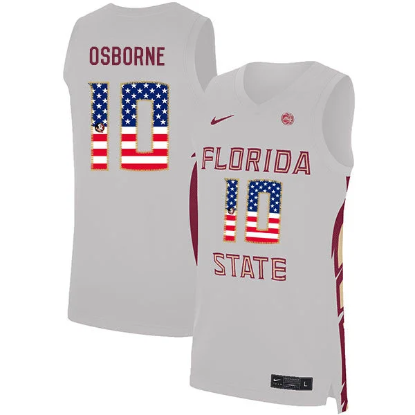 Basketball Jersey With Unmatched Comfort-Florida State Seminoles 10 Malik Osborne White USA Flag Basketball College Basketball Jersey