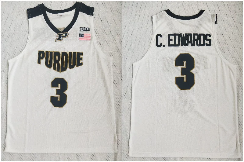 Basketball Jersey With Signature Look-Purdue 3 Carsen Edwards White College Basketball Basketball Jersey