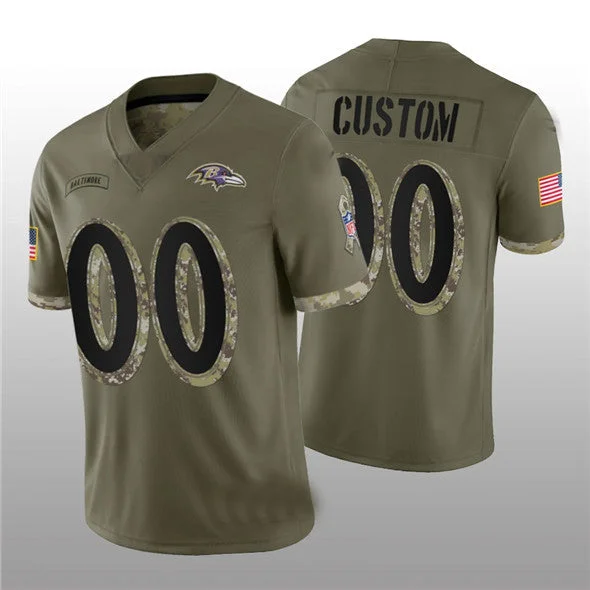 Football Jersey With Unmatched Comfort-Custom B.Ravens ACTIVE PLAYER 2022 Olive Salute To Service Limited Stitched Jersey Football Jerseys