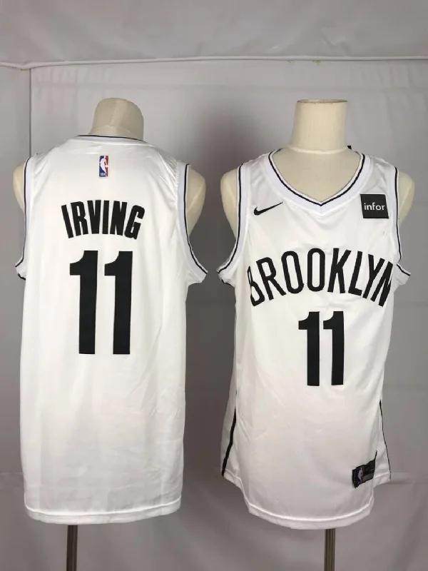 Basketball Jersey With Fashion-Forward Appeal-Nets 11 Kyrie Irving White Swingman Basketball Jersey