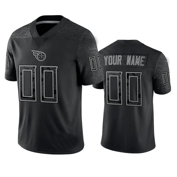 Plus Size Football Jersey-Custom T.Titans Active Player Black Reflective Limited Stitched Football Jersey