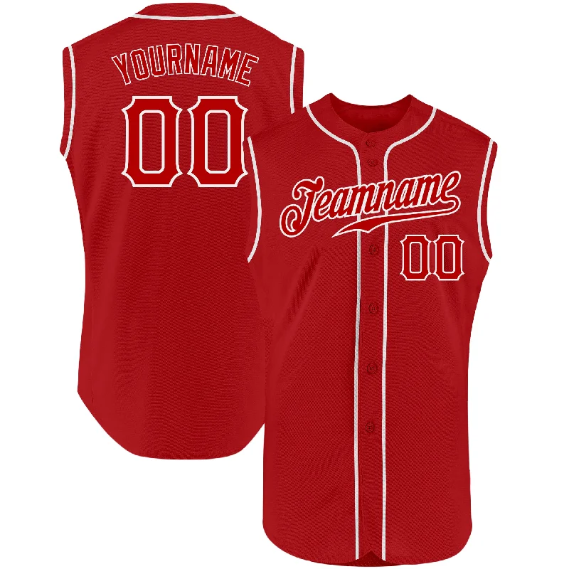 Baseball Jersey With Superhero Theme-Custom Red Red-White Authentic Sleeveless Baseball Jersey