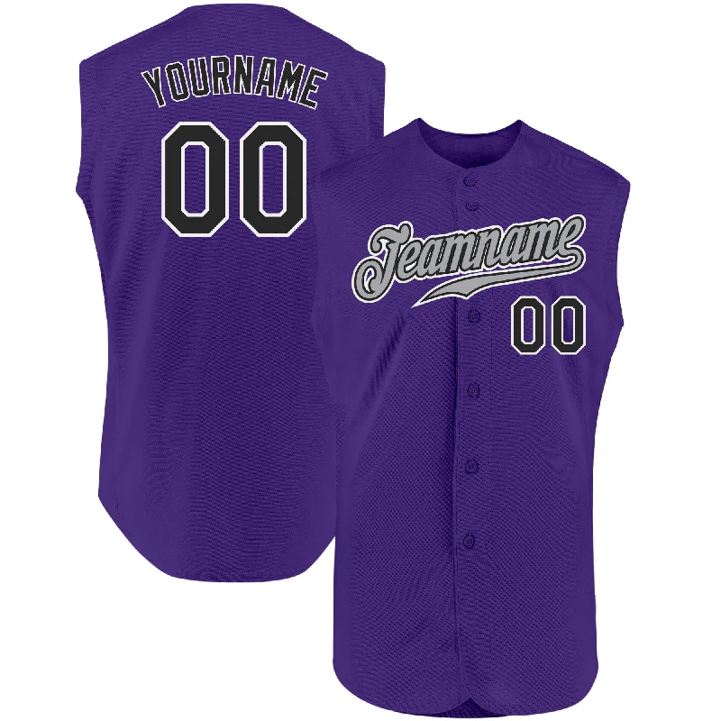 Baseball Jersey With Graffiti Style-Custom Purple Black-White Authentic Sleeveless Baseball Jersey