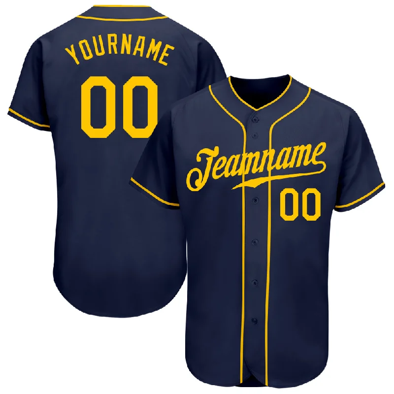 Baseball Jersey With Punk Rock Theme-Custom Navy Gold Authentic Baseball Jersey