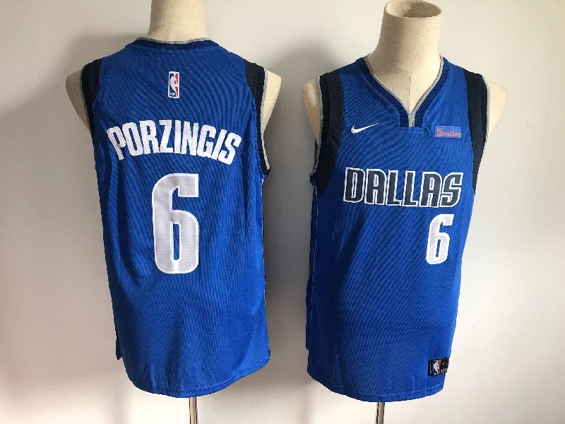 NCAA Basketball Jersey-Mavericks 6 Kristaps Porzingis Royal Authentic Basketball Jersey