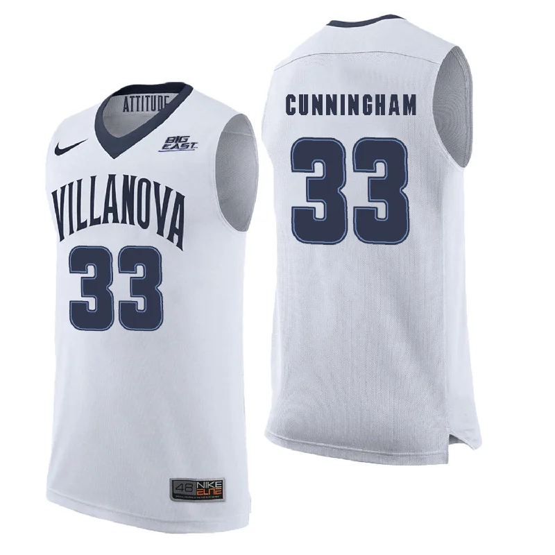 Button-Up Basketball Jersey-Villanova Wildcats 33 Dante Cunningham White College Basketball Elite Basketball Jersey