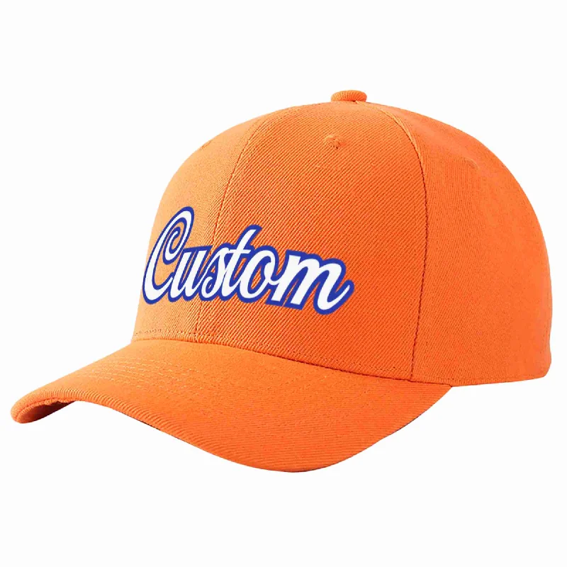 Reflective Baseball Cap-Custom Orange White-Royal Curved Eaves Sport Baseball Cap Design for Men/Women/Youth