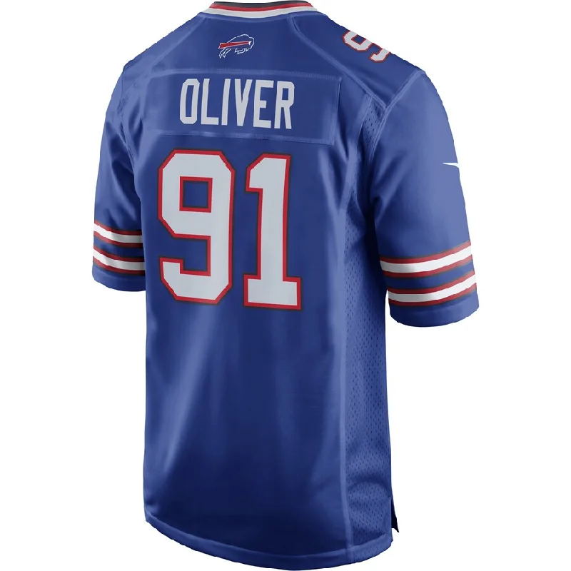 Performance Football Jersey-B.Bills #91 Ed Oliver Royal Team Game Player Jersey American Stitched Football Jerseys