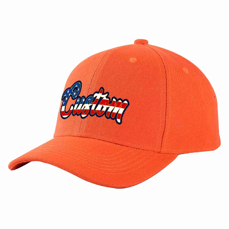 Graphic Baseball Cap-Custom Tangerine Vintage USA Flag-Gold Curved Eaves Sport Baseball Cap Design for Men/Women/Youth