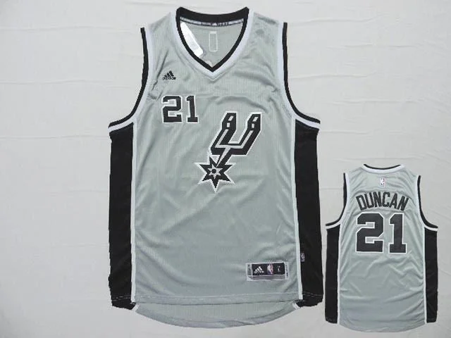 Basketball Jersey For Christmas-Spurs 21 Tim Duncan Grey New Swingman Basketball Jersey