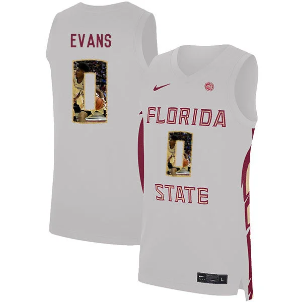 Basketball Jersey With Country Flag-Florida State Seminoles 0 Rayquan Evans White Basketball College Fashion Basketball Jersey