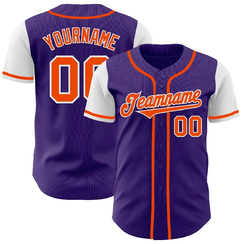 Baseball Jersey With Exclusive Prints-Custom Purple Orange-White Authentic Two Tone Baseball Jersey