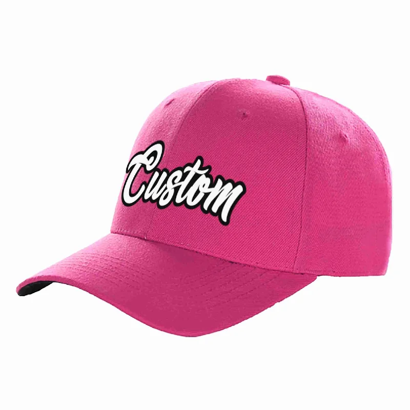 F1 Baseball Cap-Custom Rose Red White-Black Curved Eaves Sport Baseball Cap Design for Men/Women/Youth