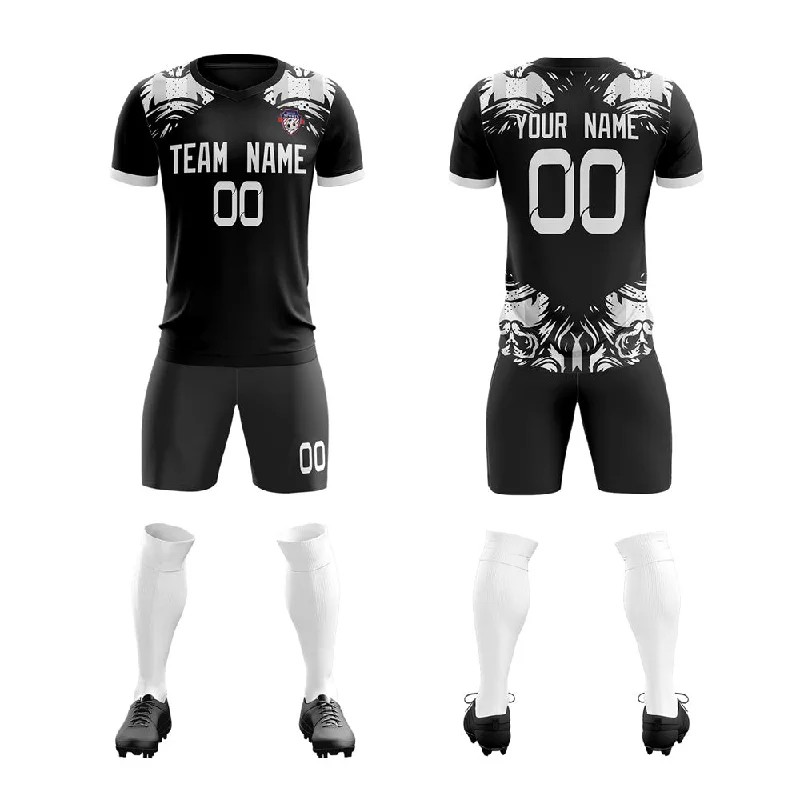 Plus Size Football Jersey-Custom Black White-Gray Soft Training Uniform Soccer Sets Jersey