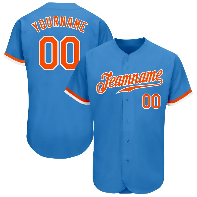 Plus Size Baseball Jersey-Custom Powder Blue Orange-White Authentic Baseball Jersey