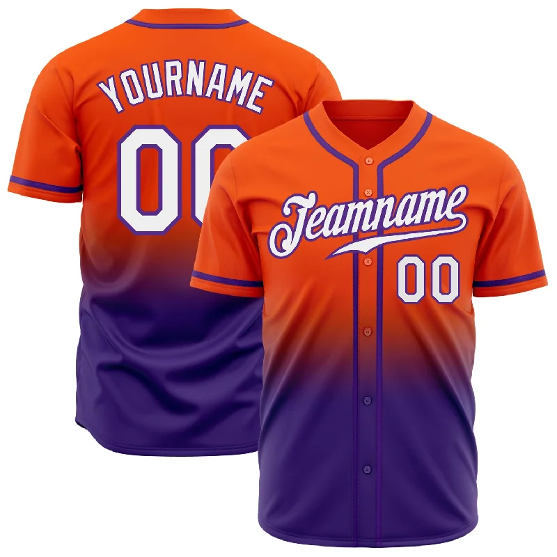 Baseball Jersey For Holidays-Custom Orange White-Purple Authentic Fade Fashion Baseball Jersey