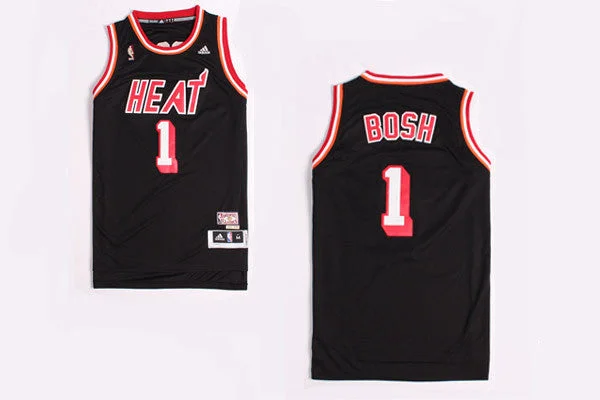 Basketball Jersey For Corporate Events-Heat 1 Bosh Black Hardwood Classics Basketball Jerseys