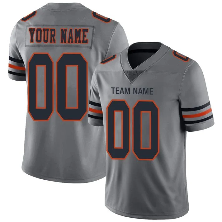 Football Jersey For Spring Training-Custom C.Bears American Personalize Birthday Gifts Grey Jersey Stitched Jersey Football Jerseys