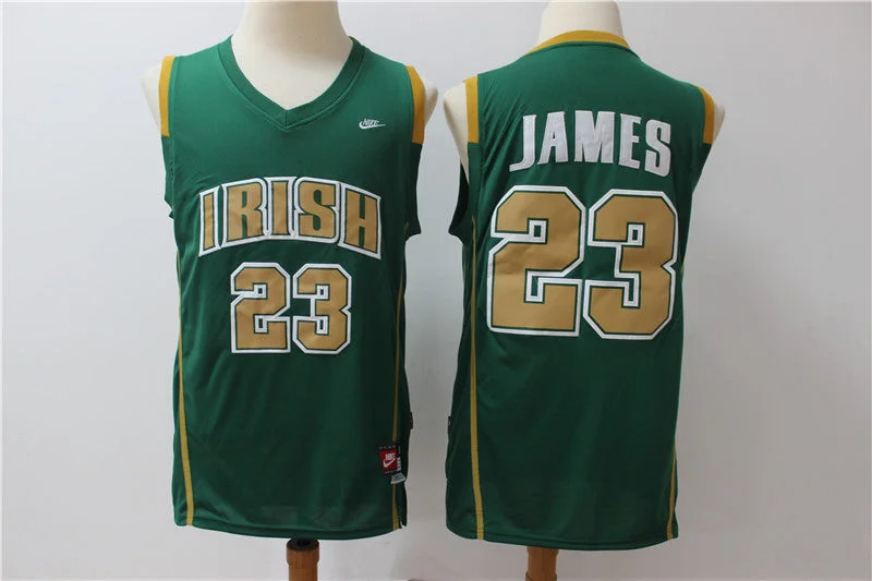 Training Basketball Jersey-Irish High School 23 LeBron James Green Swingman Basketball Jersey