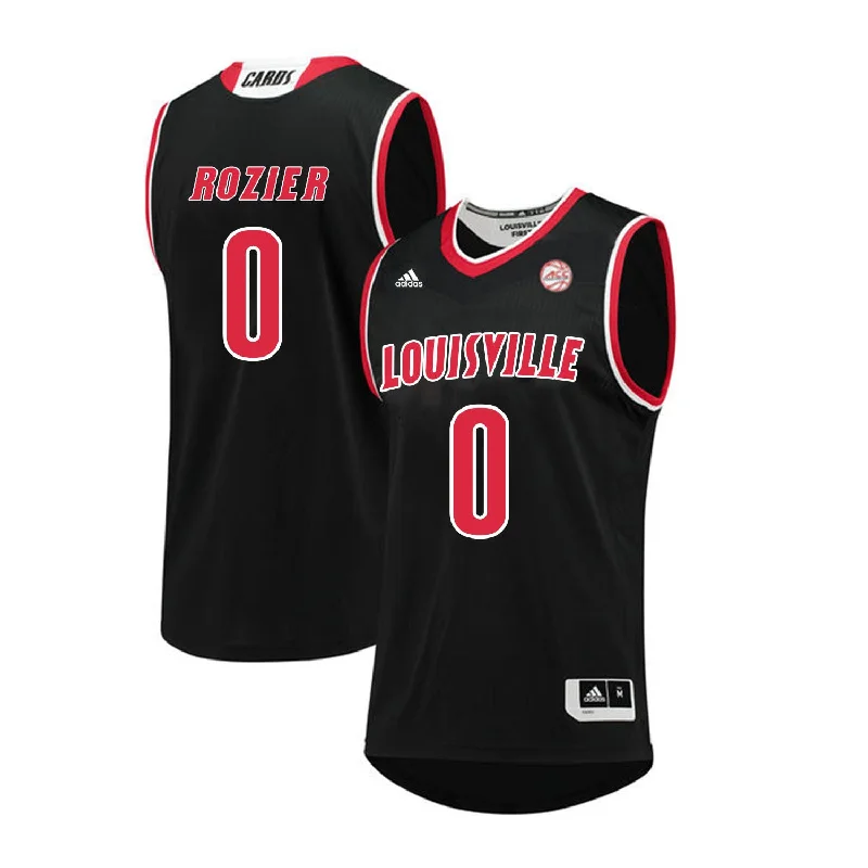 Basketball Jersey With Striped Sleeves-Louisville Cardinals 0 Terry Rozier Black College Basketball Basketball Jersey