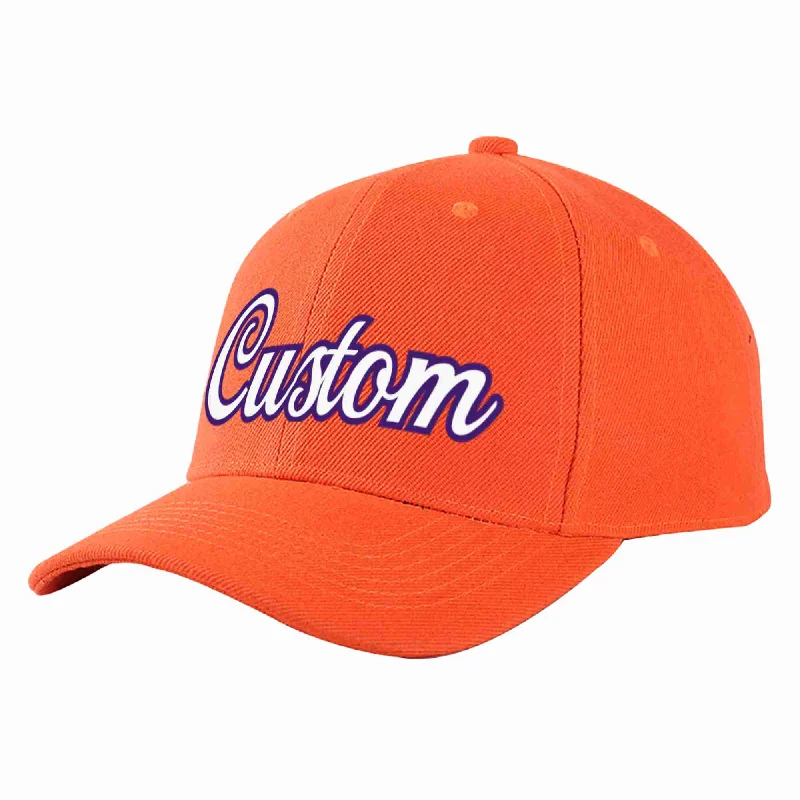 Corduroy Baseball Cap-Custom Tangerine White-Purple Curved Eaves Sport Baseball Cap Design for Men/Women/Youth