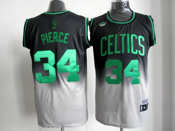 Short Sleeve Basketball Jersey-Celtics 34 Pierce Black&White Basketball Jerseys